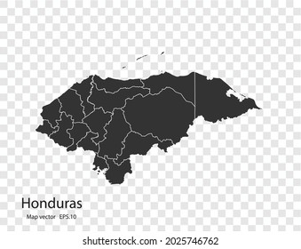 Honduras map vector, isolated on transparent background