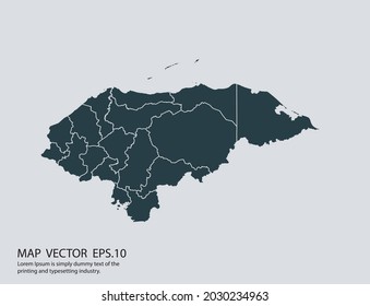 Honduras map vector, isolated on gray background