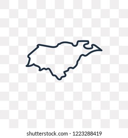 Honduras map vector outline icon isolated on transparent background, high quality linear Honduras map transparency concept can be used web and mobile