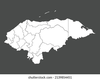 Honduras map vector, white color, Isolated on gray background