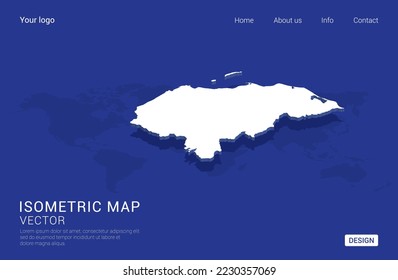 Honduras map white on dark blue background 3d isometric vector illustration.
