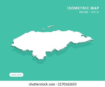 Honduras map white on green background with 3d isometric vector illustration.