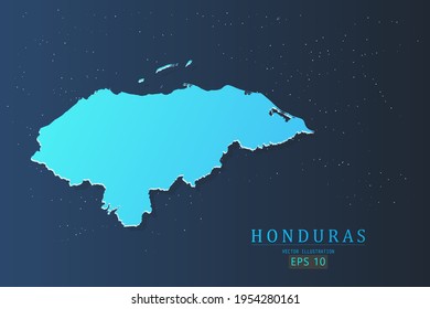 Honduras Map - World Map International vector template with 3d, gradient blue color and stars isolated on galaxy background - Vector illustration eps 10