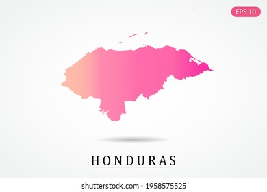 Honduras Map - World Map International vector template with Pink gradient color isolated on white background - Vector illustration eps 10
