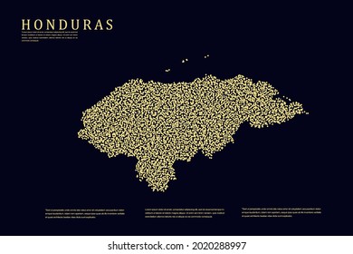 Honduras-Karte - Weltkarte Internationale Vektorvorlage mit goldenem Raster auf dunklem Hintergrund für Banner, Website, Infografik, Bildung - Vektorgrafik eps10
