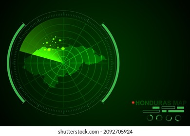 Honduras Map - World Map International vector template with futuristic circle radar style HUD, GUI, UI interface isolated on dark green background - Vector illustration eps 10