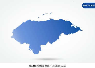 Mapa de Honduras - Mapa Mundial Plantilla vectorial internacional con color degradado azul aislado en fondo blanco para diseño, educación, sitio web, infografía - Ilustración vectorial eps 10
