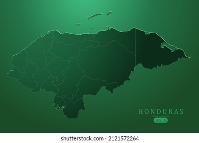 Honduras-Karte - Weltkarte Internationale Vektorvorlage mit hoher detaillierter und grüner Farbverlauf-Farbe einzeln auf grünem Hintergrund für Design, Infografik - Vektorgrafik eps10