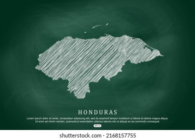Honduras-Karte - Weltkarte-Vorlage für internationale Vektorgrafik mit weißer Umrisskizze und alter Schulart einzeln auf grünem Hintergrund - Vektorgrafik10