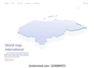 Honduras Map - World map International vector template with isometric style including shadow, purple and blue color isolated on white background for design, website - Vector illustration eps 10