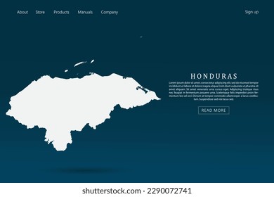 Mapa de Honduras - Mapa mundial plantilla vectorial internacional con 3d color blanco sobre fondo de color azul oscuro y verde gradiente para diseño de plantillas de sitio web, infografía - Ilustración vectorial eps 10
