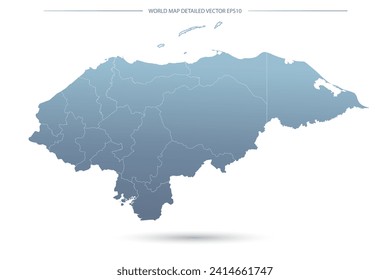 Honduras Map - World Map International vector template with High detailed including grey and blue gradient color and white outline color isolated on white background - Vector illustration eps 10