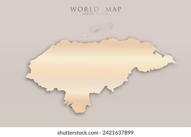 Honduras-Karte - Weltkarte Internationale Vektorvorlage mit 3D, goldenes Luxusdesign inklusive Schatten auf hellem Hintergrund für Design, Bildung, Website, Infografik - Vektorgrafik eps10