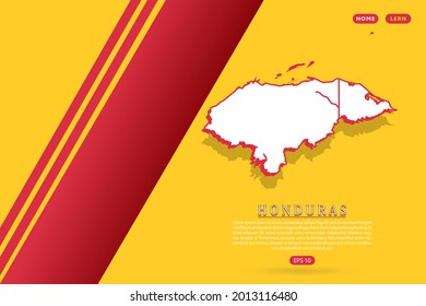 Honduras Map - World map vector template with isometric style including shadow, white and red color on yellow background for website, infographic, banner - Vector illustration eps 10