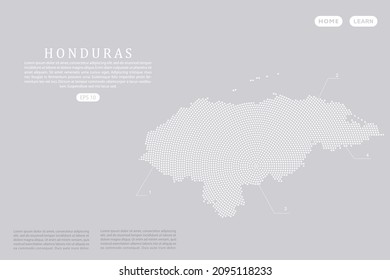 Honduras Map - World map vector template with White dots, grid, grunge, halftone style isolated on grey background for education, infographic, design, website - Vector illustration eps 10