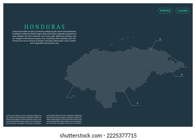 Honduras Map - World map vector template with Grey dots, grid, grunge, halftone style isolated on green background for education, infographic, design, website, banner - Vector illustration eps 10