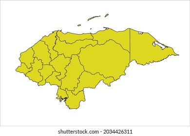 Honduras map yellow Color on Backgound
