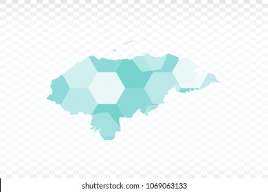 Honduras map-Polygonal map is made of colorful hexagons using the gradient method. On a plain background. Vector illustration eps 10.
