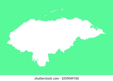 Honduras map-White map on green background. Each city and border has separately. Vector illustration eps 10.