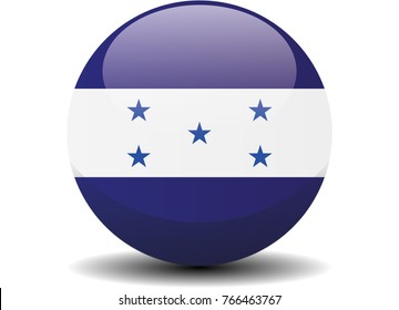 Honduras national circle button flag background texture. Vector illustration.