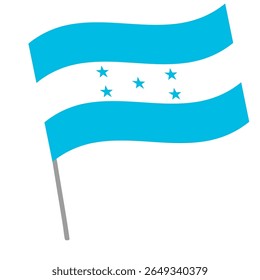 Honduras national flag flutters with flagpole