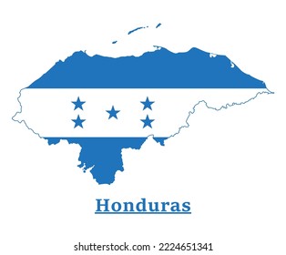 Honduras National Flag Map Design, Illustration Of Honduras Country Flag Inside The Map