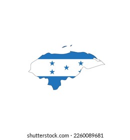 Honduras - national flag in a shape of country map silhouette with thin black outline. Simple flat vector icon.