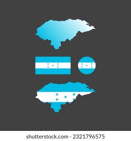 Honduras national map and flag vectors set.... 