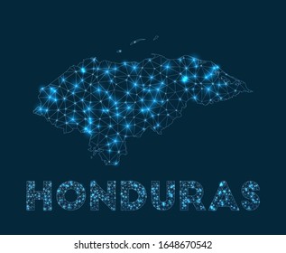 Honduras network map. Abstract geometric map of the country. Internet connections and telecommunication design. Beautiful vector illustration.