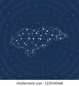 Honduras network style country map. Indelible space style, modern design for infographics or presentation.