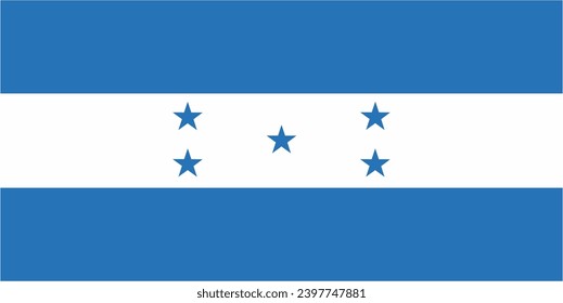Vector de bandera oficial de Honduras con tamaño y proporción estándar. emblema de la bandera nacional con un tamaño y colores precisos.
