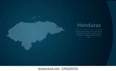 Mapa de contorno de Honduras preenchido com círculos concêntricos no fundo de gradiente escuro