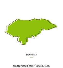 Honduras Outline Map with Green Colour. Modern Simple Line Cartoon Design - EPS 10 Vector