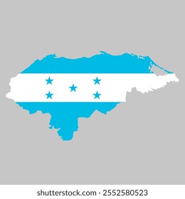 Honduras outline of map on background of national flag