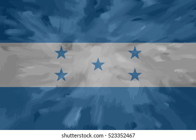 Honduras painted / drawn vector flag. Dramatic, unusual look. Vector file contains flag and texture layers