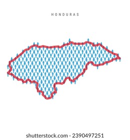 Honduras population map. Stick figures Honduran people map with bold red translucent country border. Pattern of men and women icons. Isolated vector illustration. Editable stroke.
