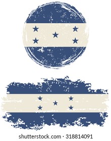 Honduras round and square grunge flags. Vector illustration. Grunge effect can be cleaned easily. 