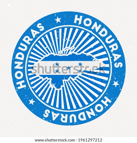 Honduras round stamp. Logo of country with flag. Vintage badge with circular text and stars, vector illustration.