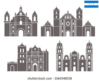 Honduras set. Isolated Honduras architecture on white background. EPS 10. Vector illustration