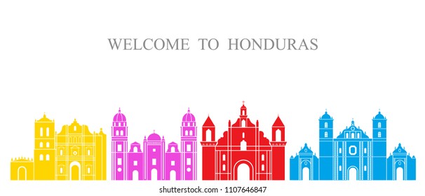 Honduras set. Isolated Honduras architecture on white background