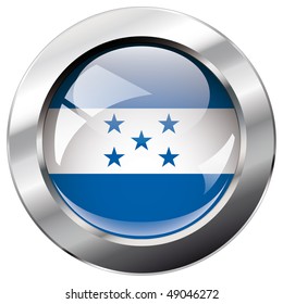 Honduras shiny button flag vector illustration. Isolated abstract object against white background.