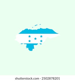 Honduras simple vector map outline. Honduras national flag map design illustration of Honduras country flag inside the map vector.