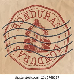 Honduras Stamp Travel Passport. Design Retro Symbol Country. Old Vintage Postmark.