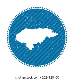 Honduras striped retro travel sticker. Badge with map of country, vector illustration. Can be used as insignia, logotype, label, sticker or badge of Honduras.