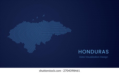 Honduras mapa pontilhado estilizado em conceito moderno de visualização de tecnologia de dados circulares.