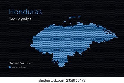Honduras, Tegucigalpa. Mapa vectorial creativo. Mapas de países. América Central. Serie Hexagon