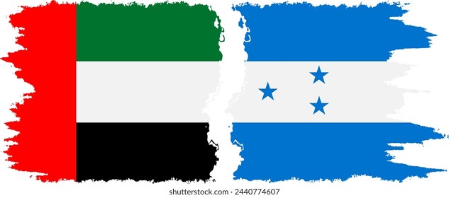 Honduras and United Arab Emirates grunge flags connection, vector