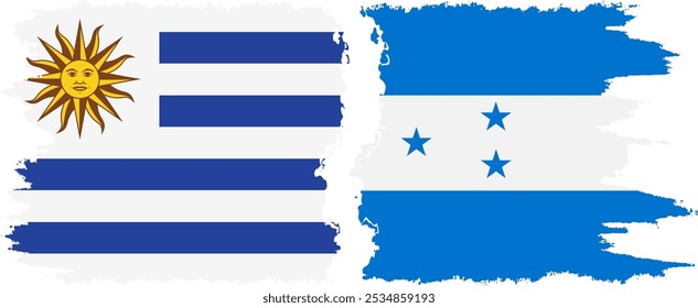 Conexión de banderas grunge de Honduras y Uruguay, Vector