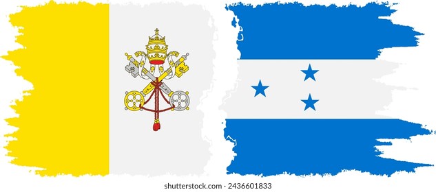 Honduras y el Vaticano grunge banderas conexión, vector