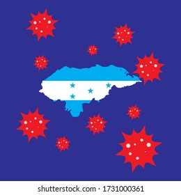 honduras vector graphics map and corona virus
